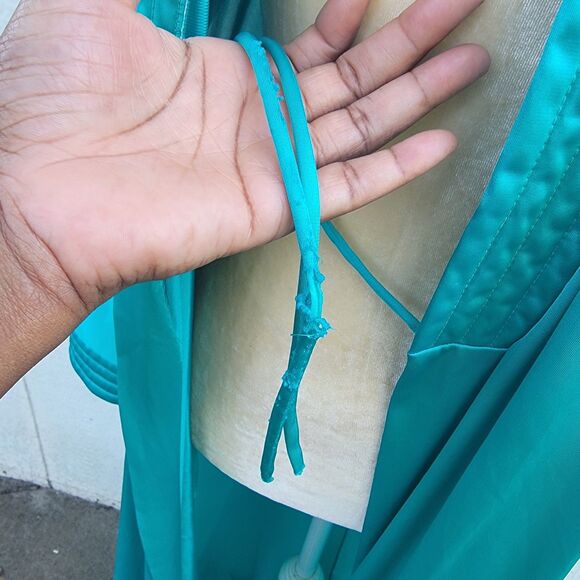 Vintage Vanity fair long satinrobe tie waist teal wmns sz med - Picture 5 of 8
